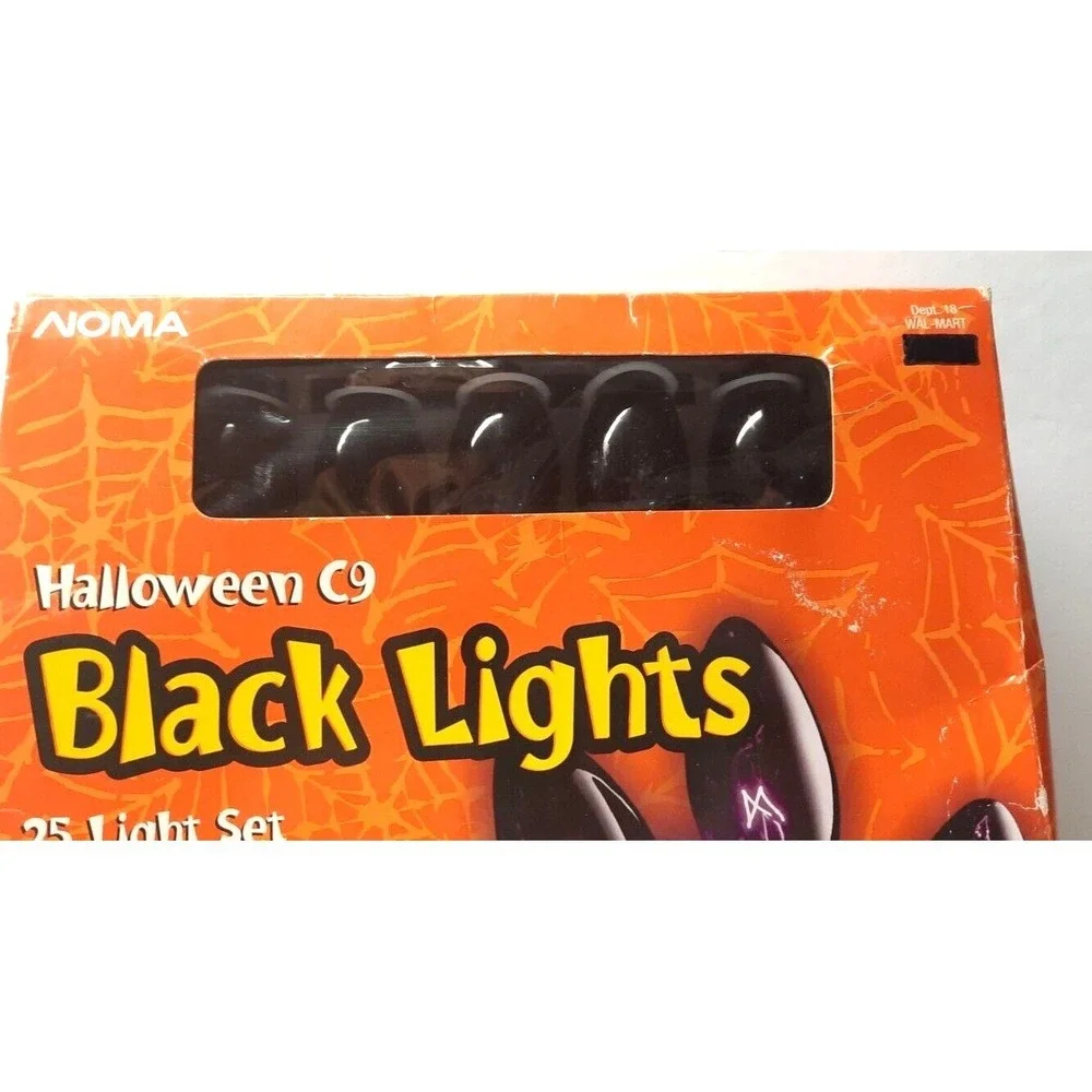 NOMA Halloween C9 Black Lights 25 Light Set Outdoor Purple Glow 25ft String